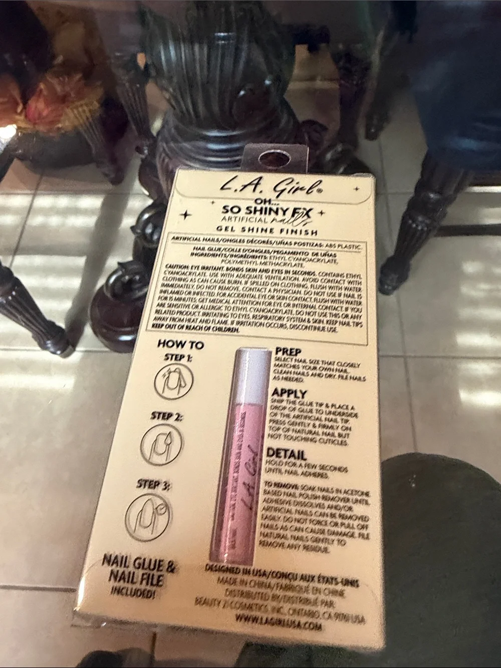 LA Girl So Shiny FX Bloom Pink Floral Press-On Nails